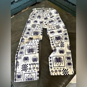 Navy and White Patterned Pants